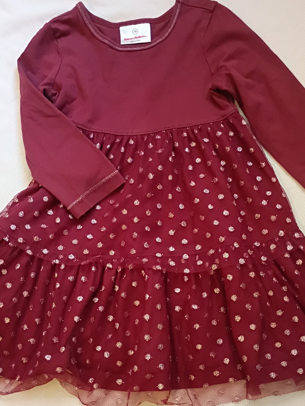 Hanna Andersson Burgundy Long-Sleeve Tulle Dress